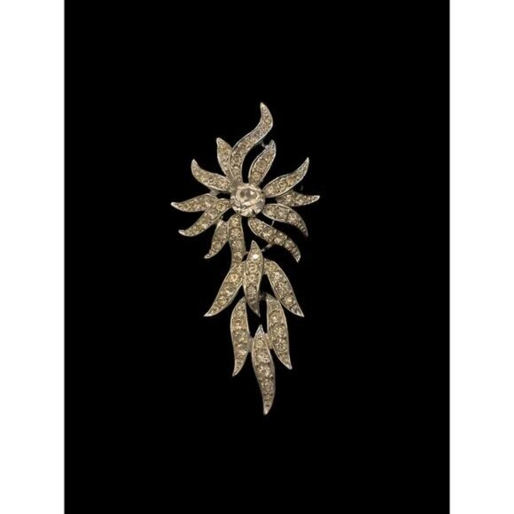 Vintage 1970 Sarah Coventry Rhinestone Starburst Brooch Silver-Tone Metal - Picture 12 of 16